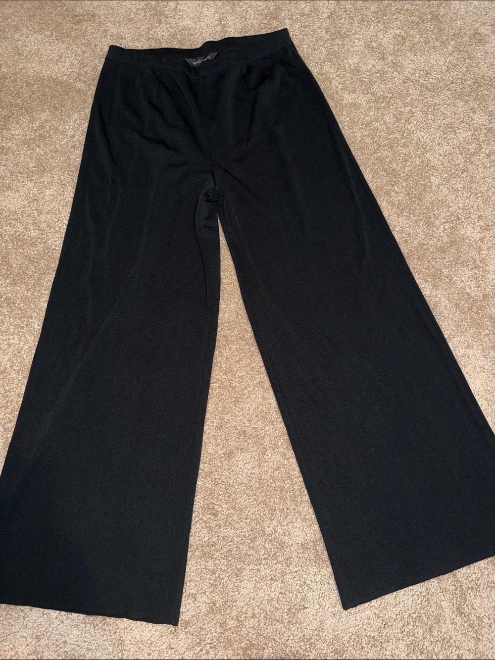 Ming Wang Wide Leg Pull On Pants Women Size L Deco Crepe Stretch Lagenlook